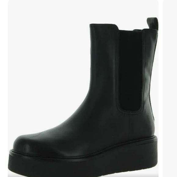 VINCE BRINTON WATER RESISTANT WOMEN’s LEATHER ROUND TOE CHELSEA BOOT- BLACK- 8.5 - Picture 2 of 16